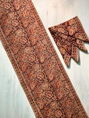 Sevya's Terracotta Kalamkari Table Runner